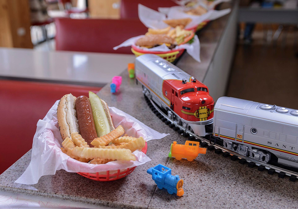 Toy train store for dining table